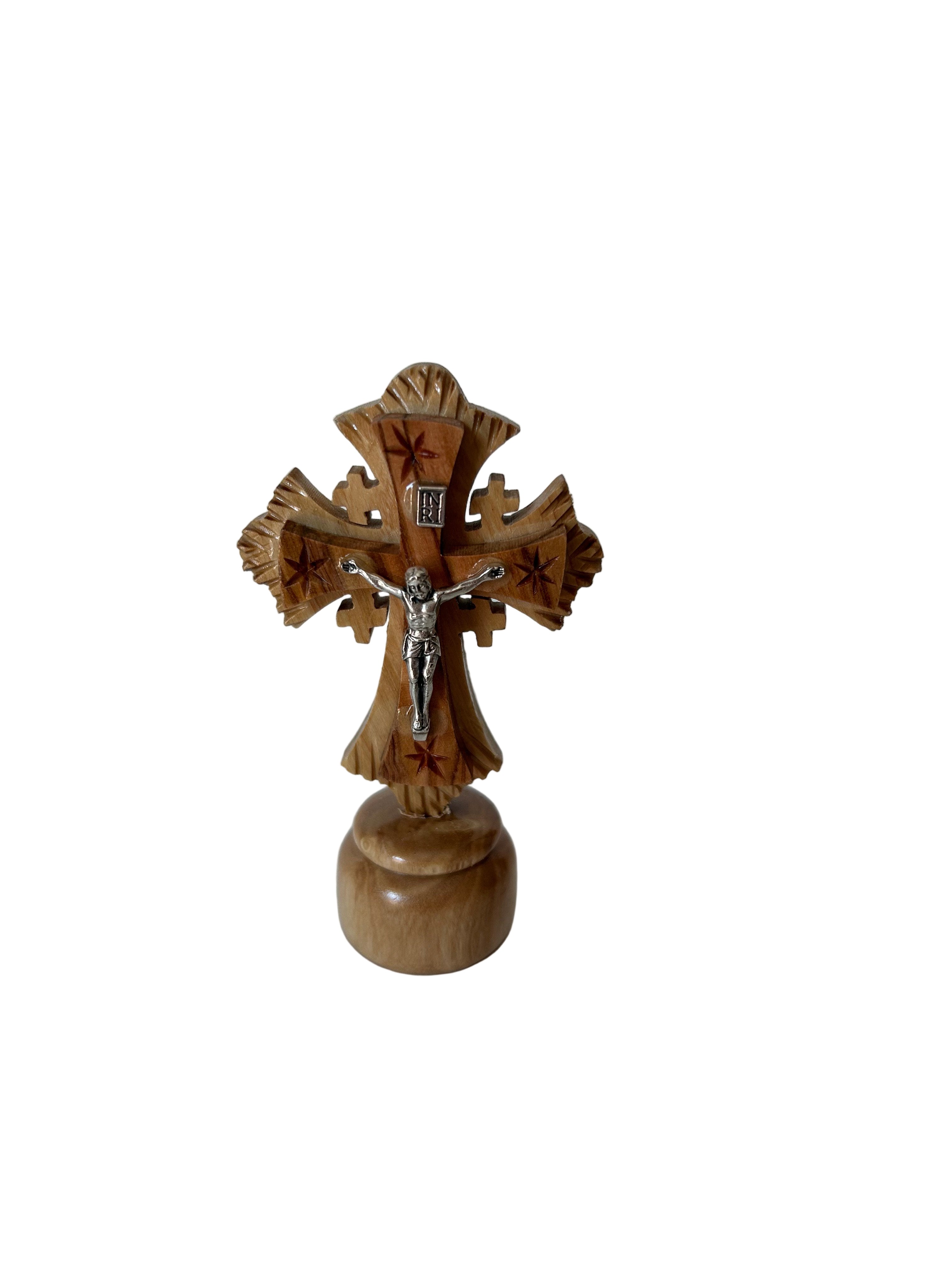 Olive Wood Standing Crucifix with Base