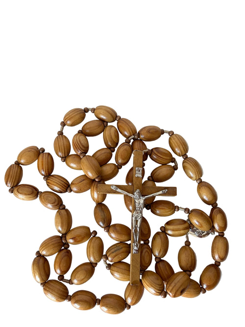 Large Olive Wood Rosary with Crucifix – Handmade in the Holy Land