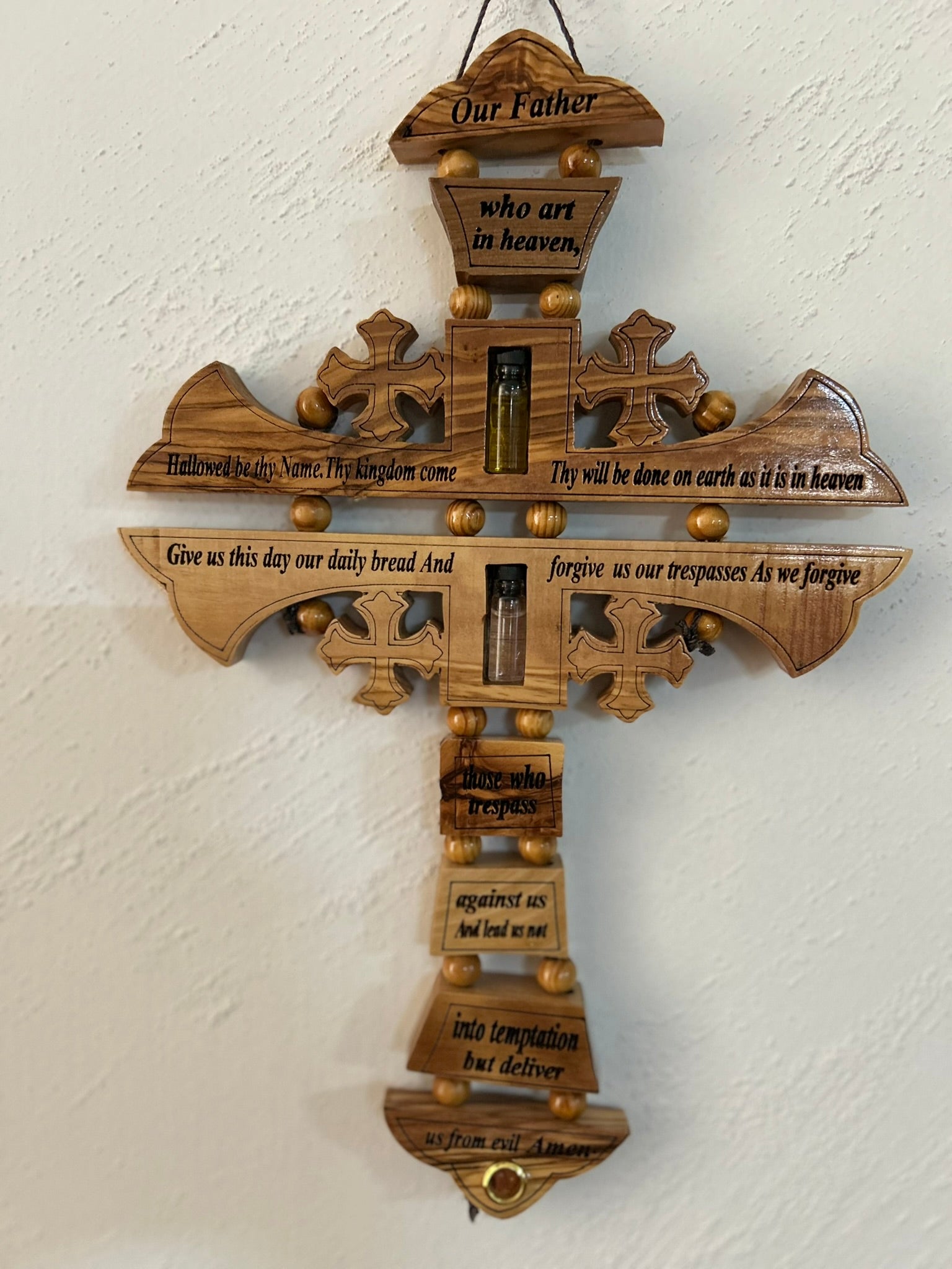 Wooden Cross with the Lord's Prayer