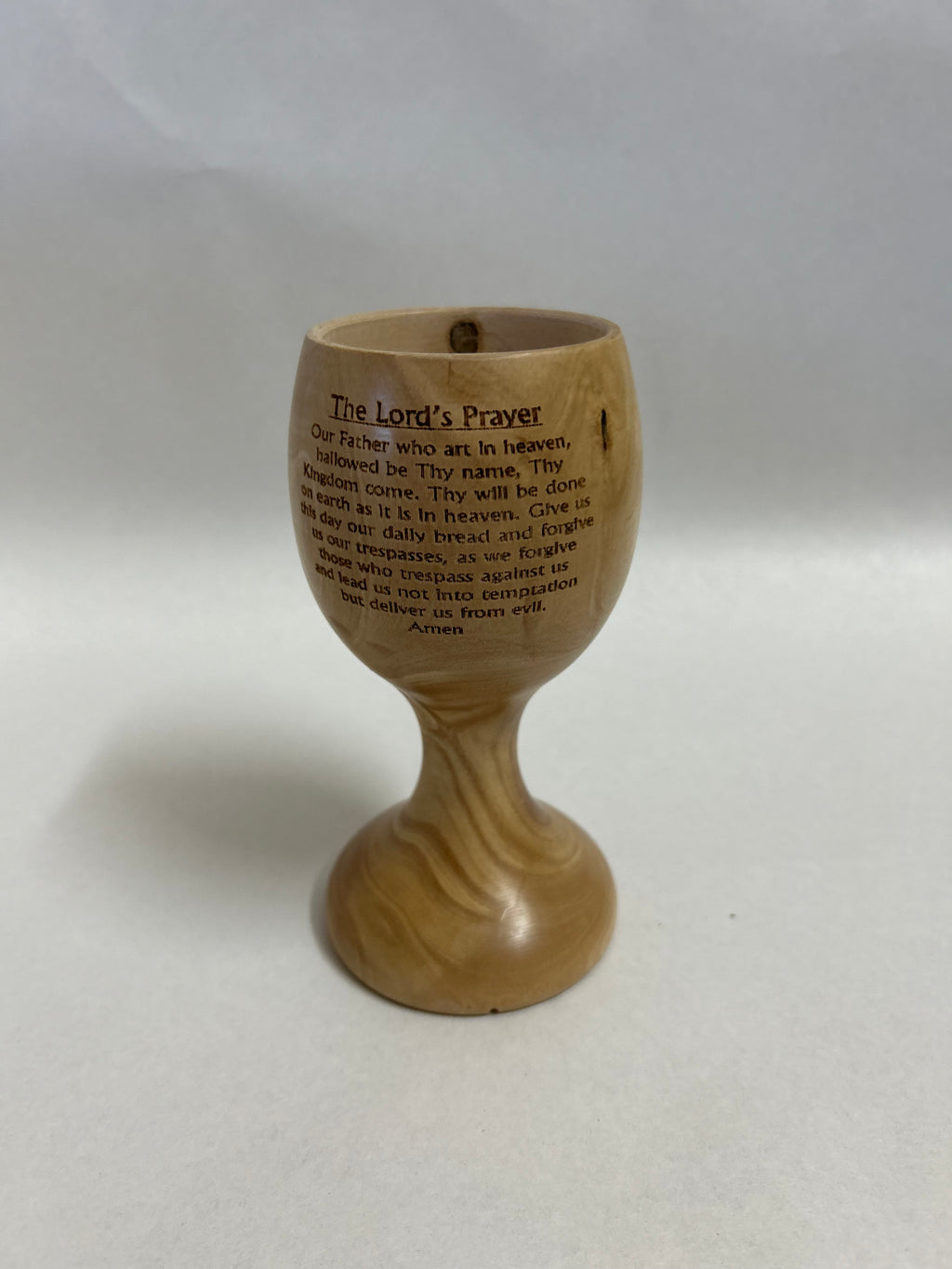 Olive Wood Goblet with Engraved Lord's Prayer