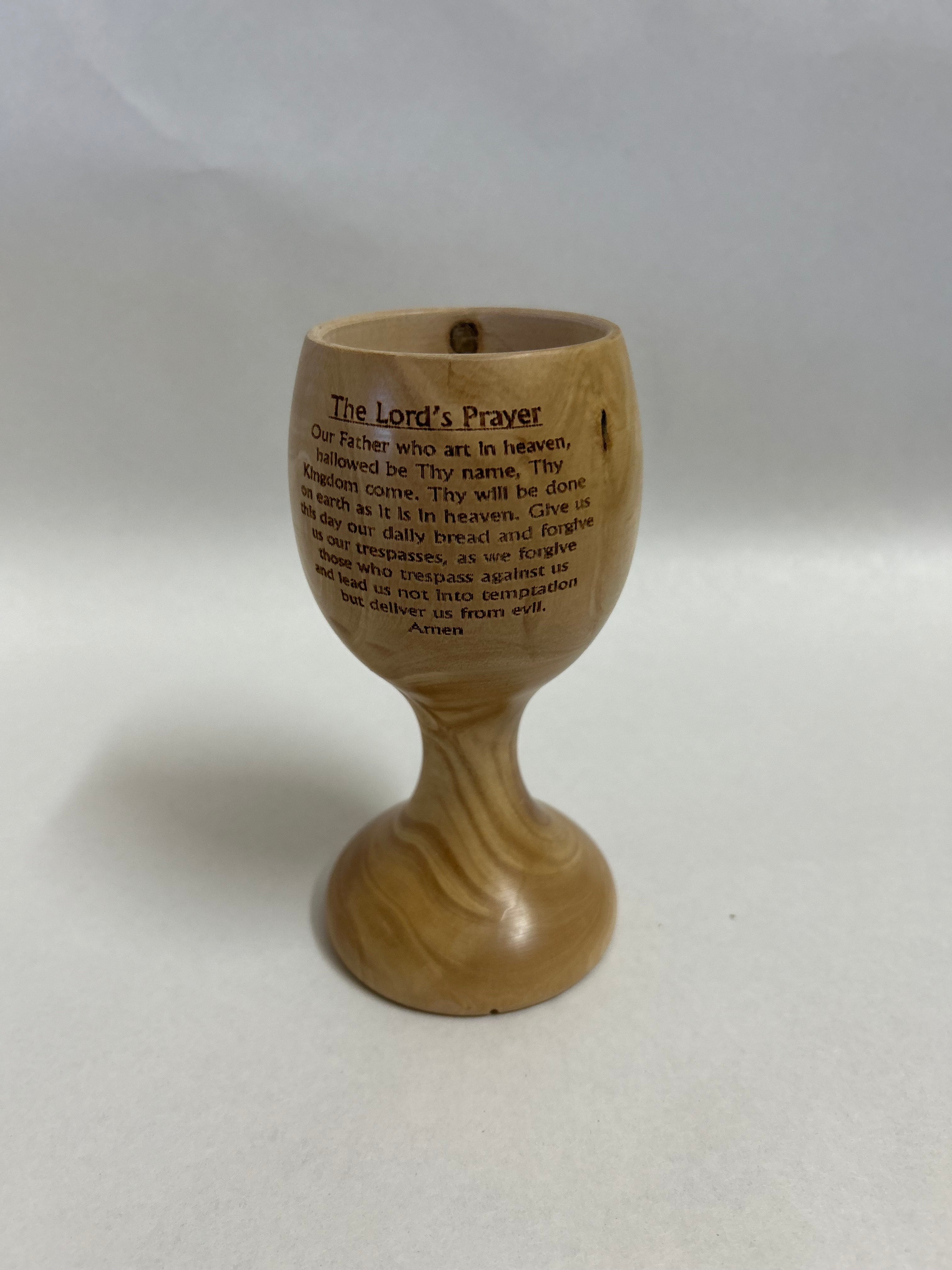 Olive Wood Goblet with Engraved Lord's Prayer