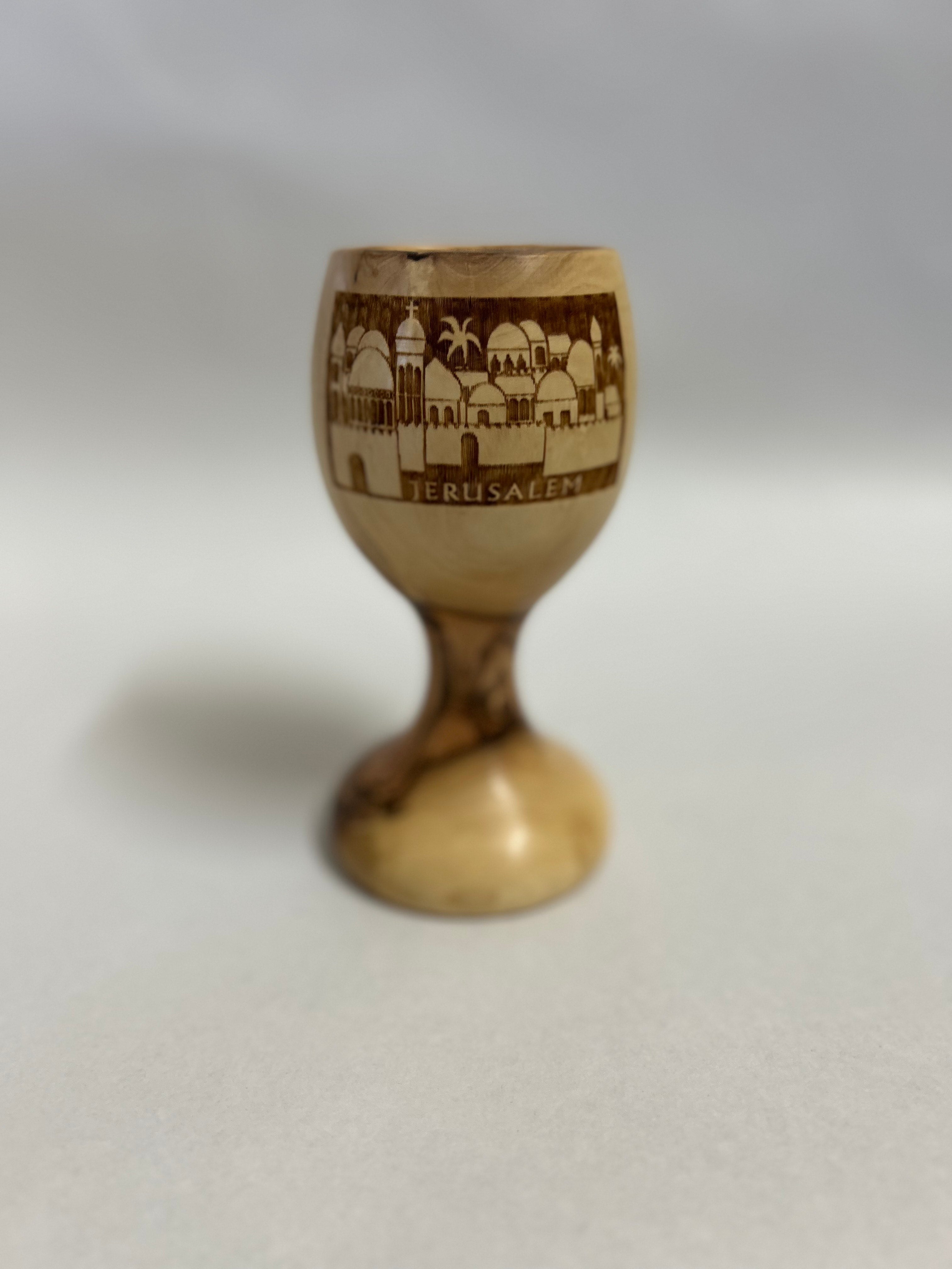 Olive Wood Goblet with Engraved Lord's Prayer
