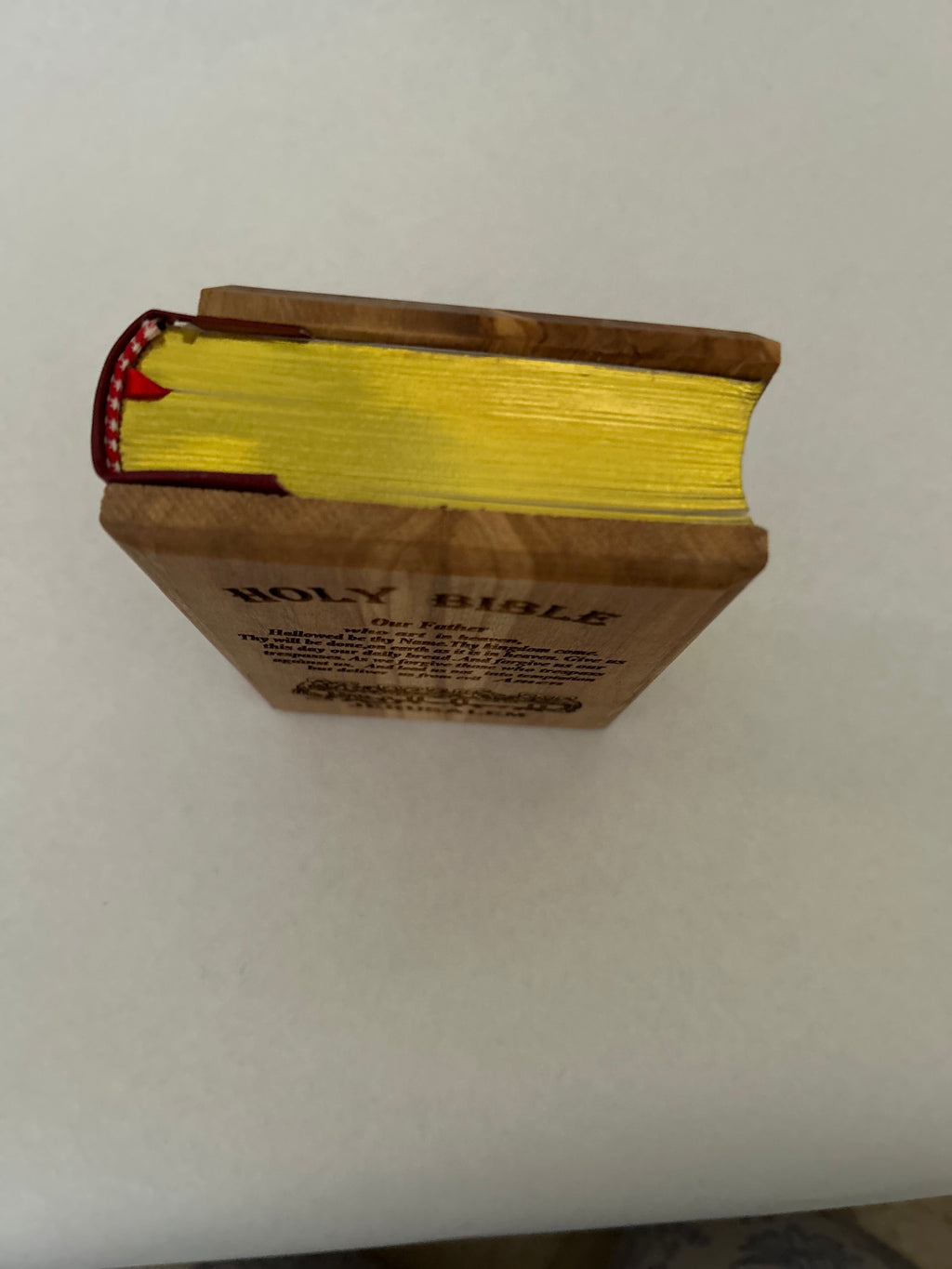Olive Wood Holy Bible with Lord's Prayer and Last Supper Engraving