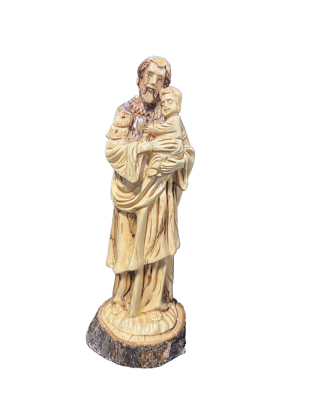 Wooden Statue of Saint Joseph Holding Baby Jesus (Large)