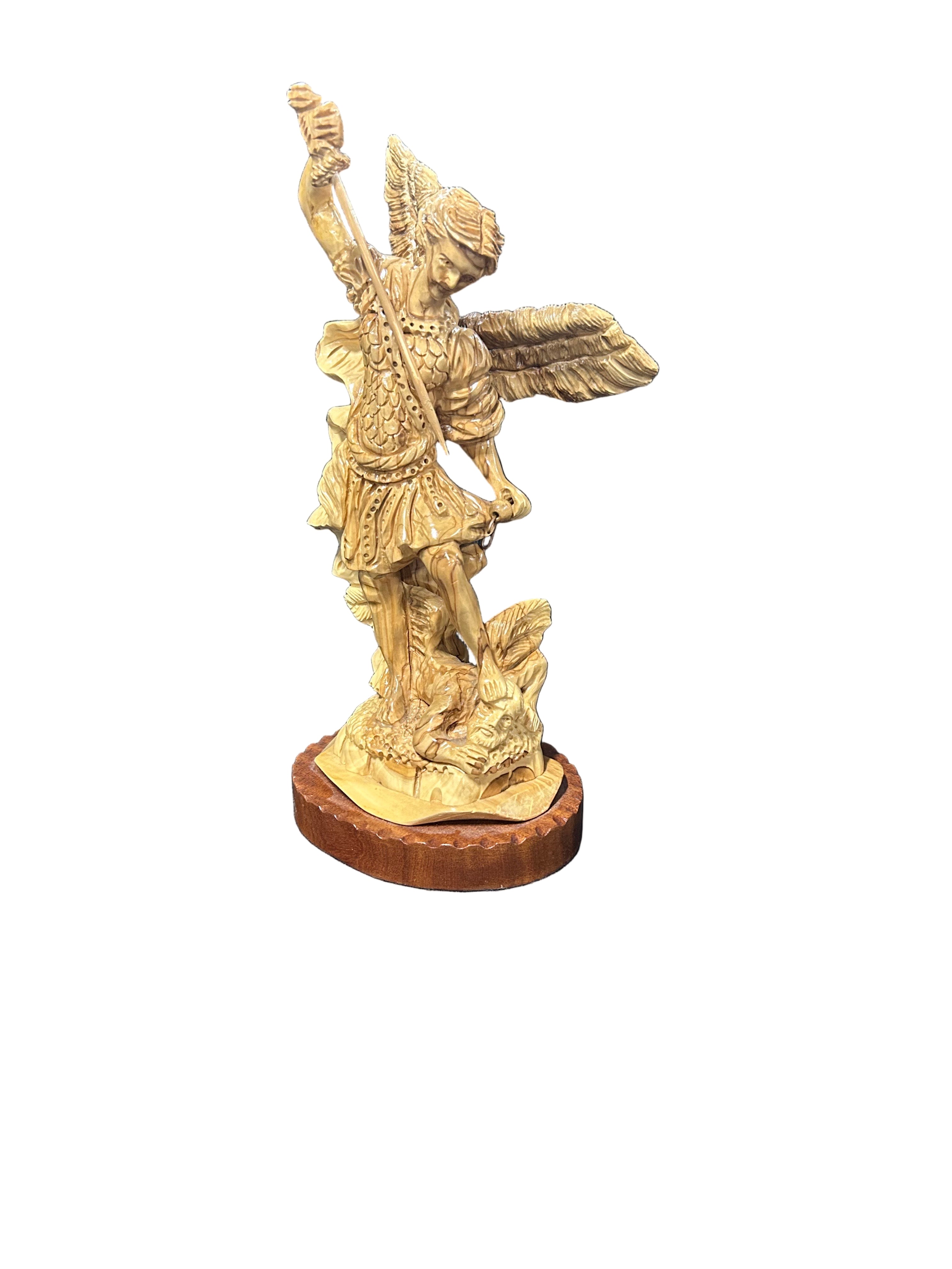 Wooden Statue of Saint Michael the Archangel Defeating Satan (Large)