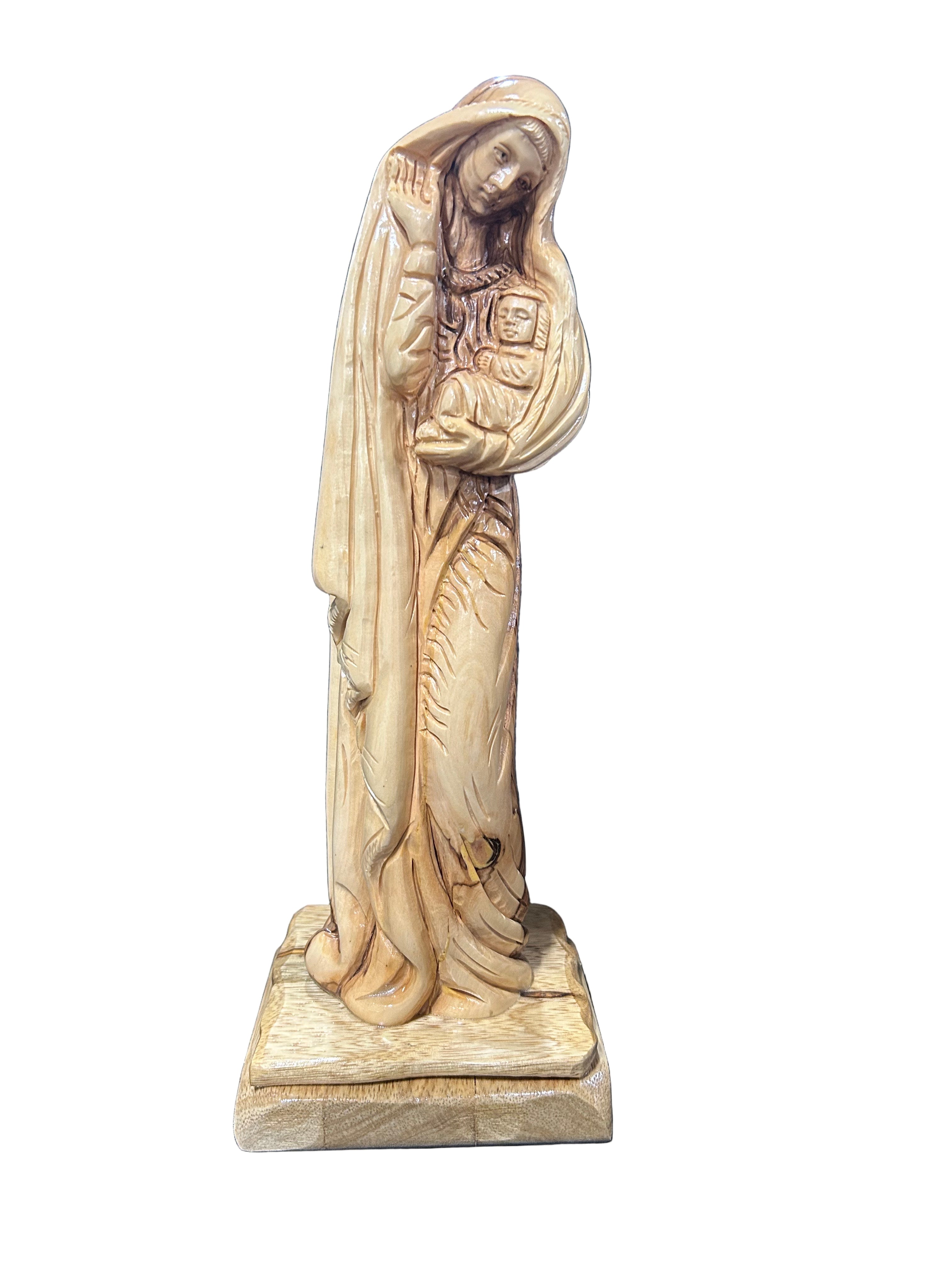 Olive Wood Statue of the Virgin Mary with Child Jesus (Large)
