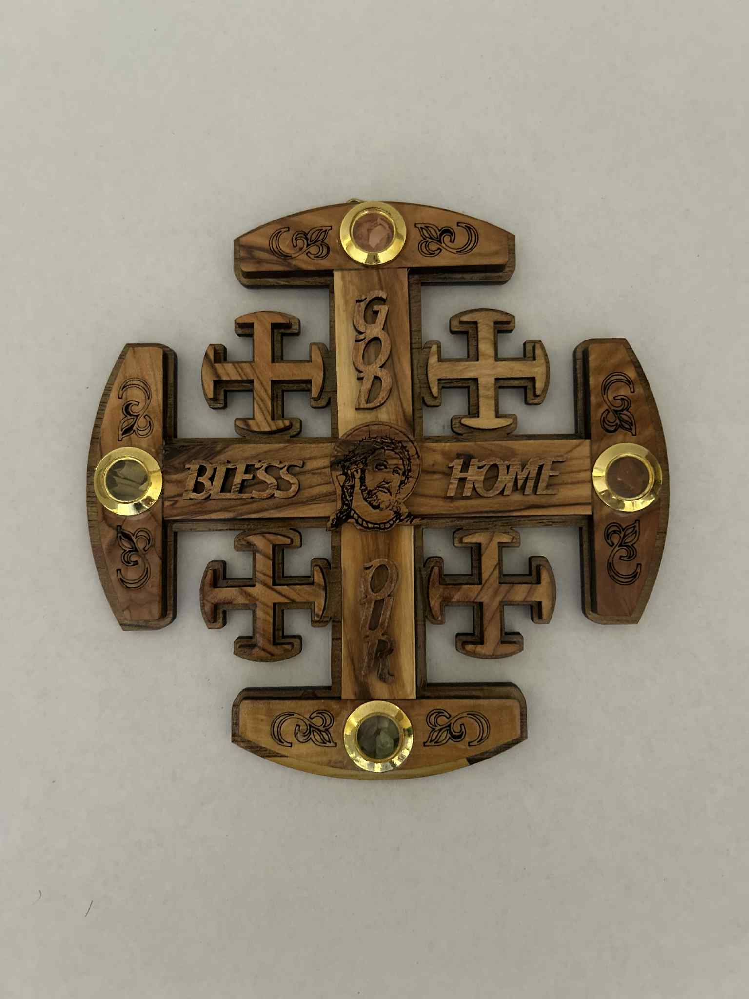 Handcrafted Olive Wood Jerusalem Cross