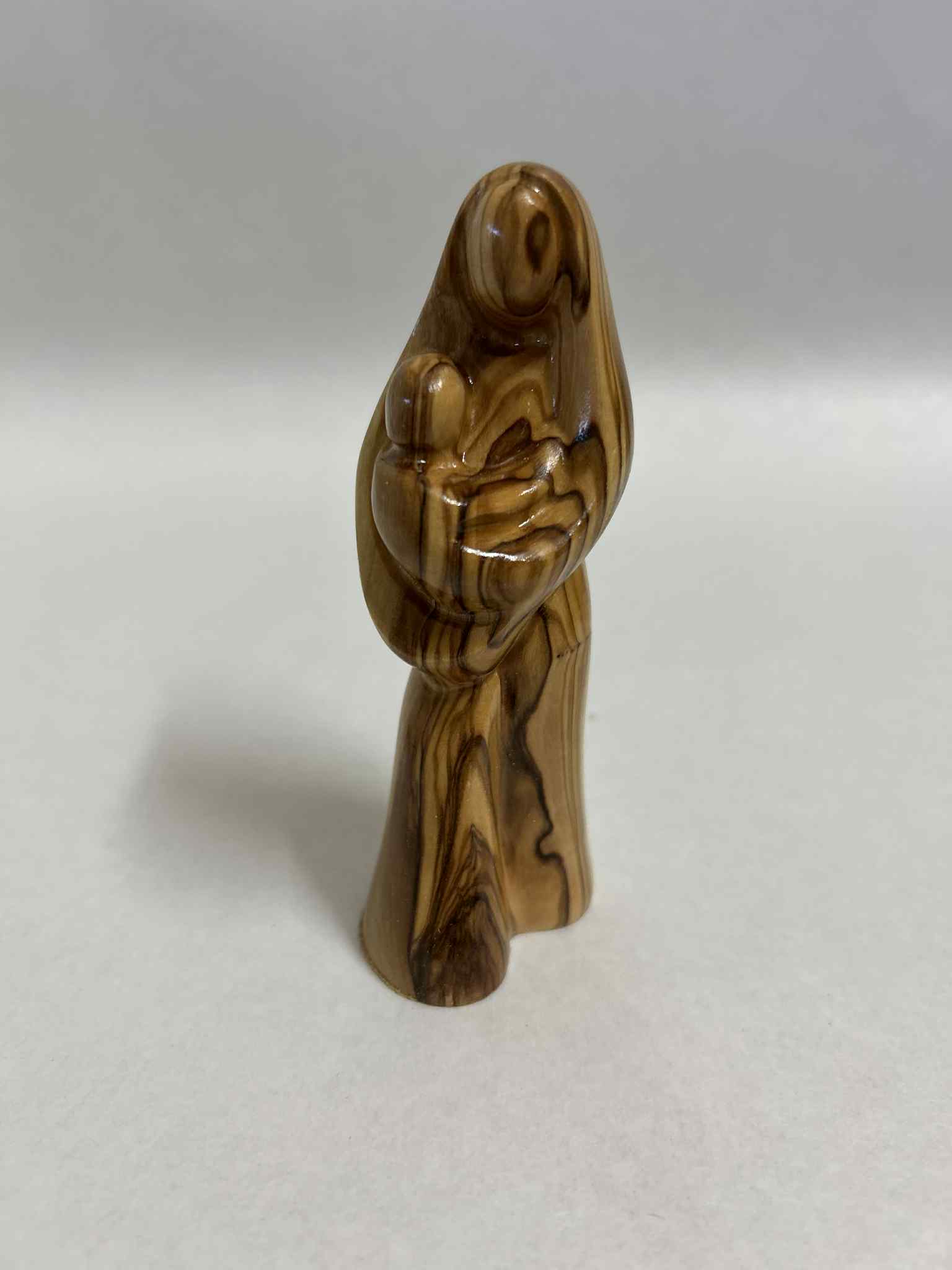 Olive Wood Virgin Mary with Baby Jesus Figurine