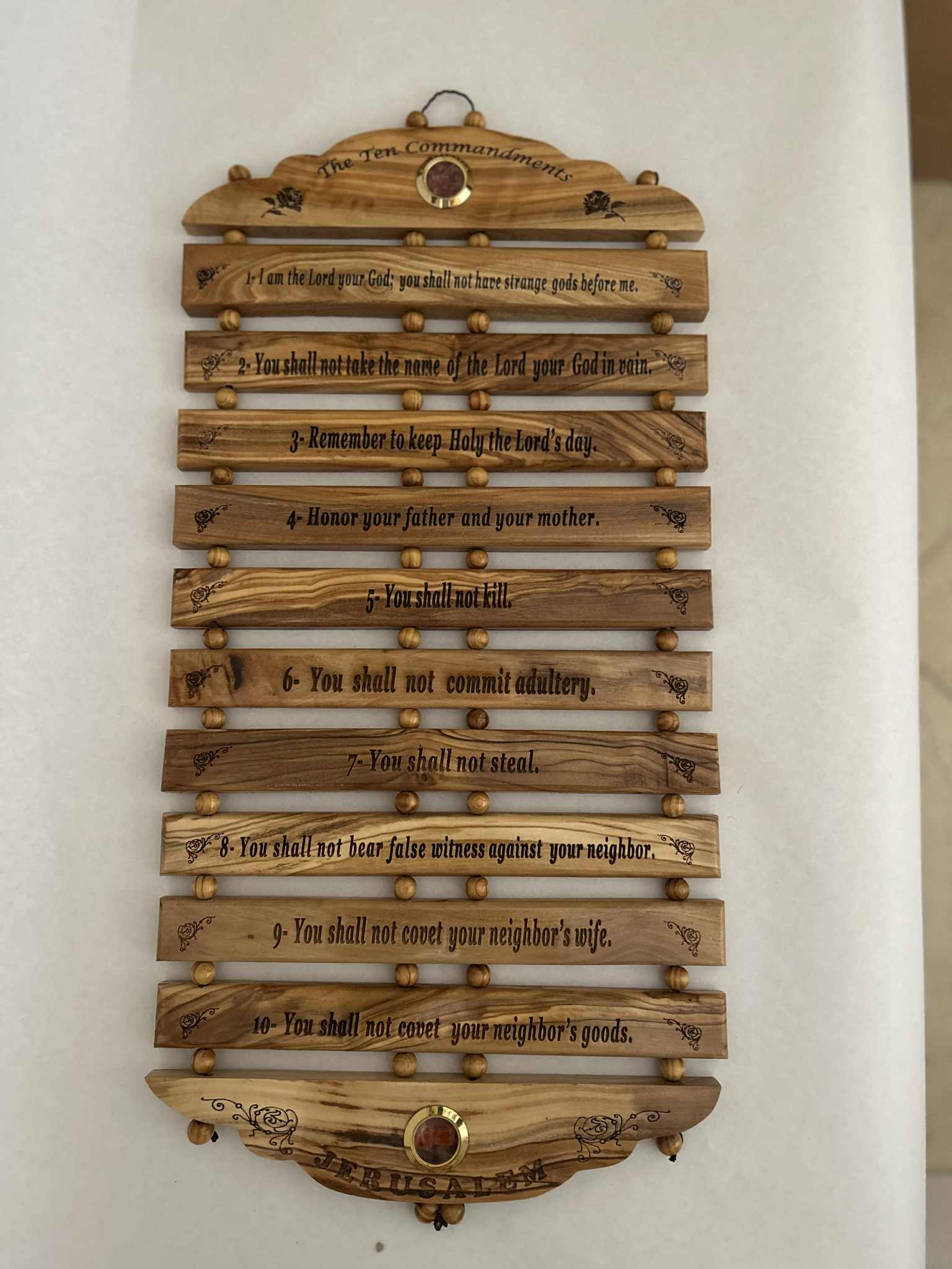 Olive Wood Plaque of the Ten Commandments (Medium)