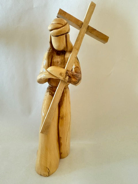 Wooden Sculpture of Jesus Carrying the Cross