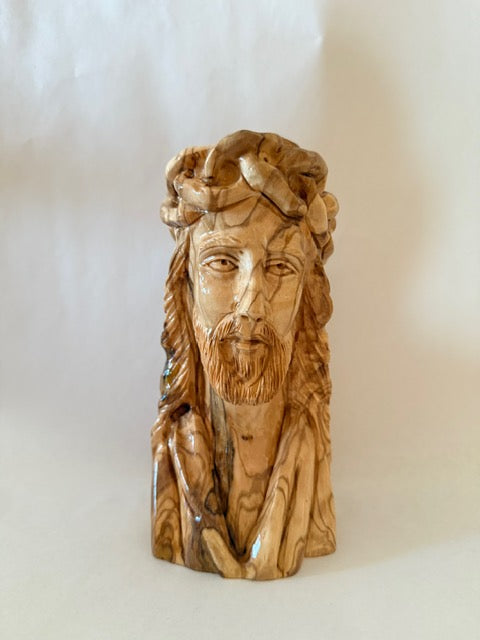 Wooden Bust of Jesus Wearing the Crown of Thorns (Large)