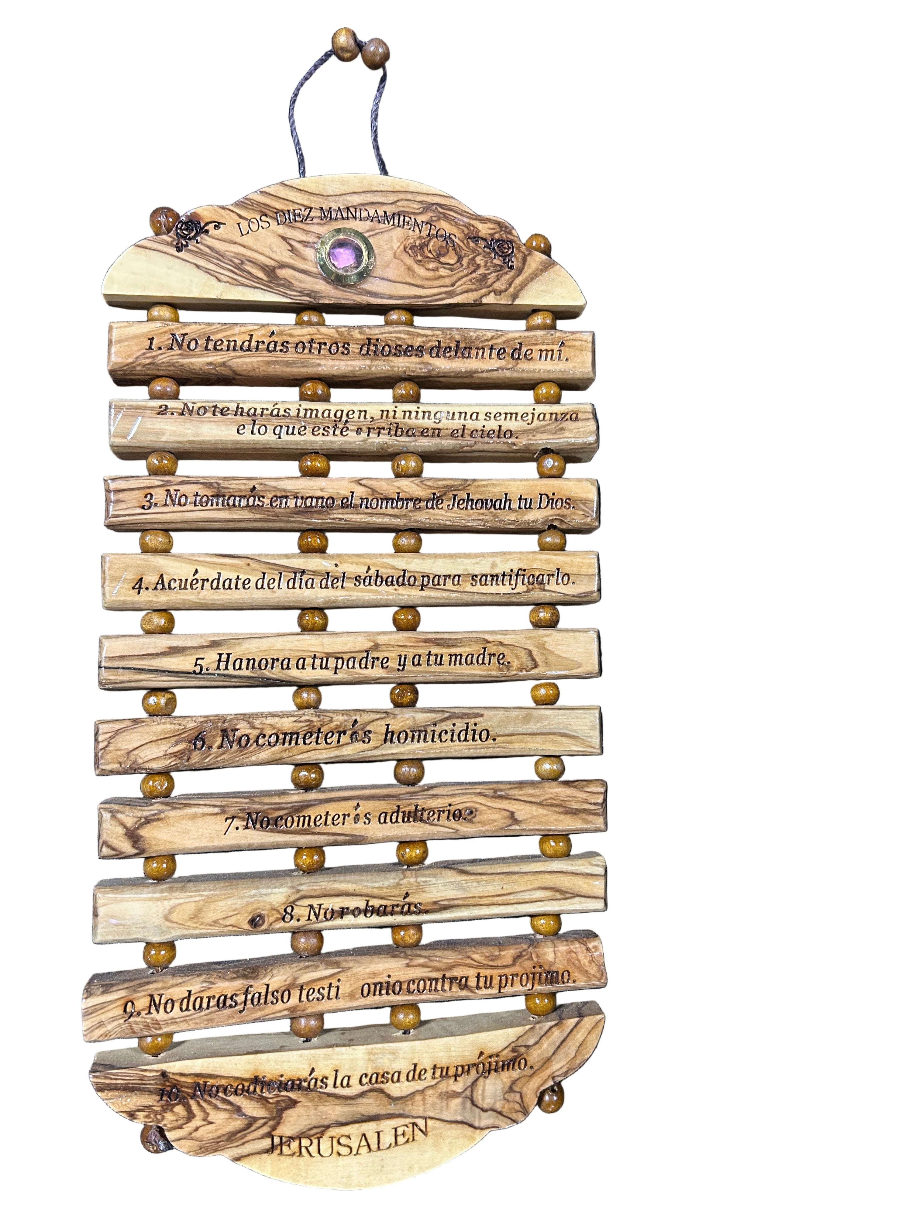 Wooden Plaque of the Ten Commandments in Spanish (Medium)